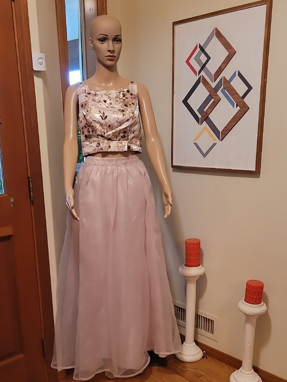 LC Lauren Conrad Blush Pink Satin Dress Set